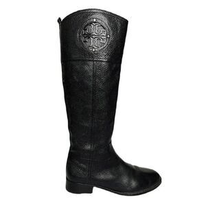 Tory Burch Kiernan Black Leather Tall Riding Boots